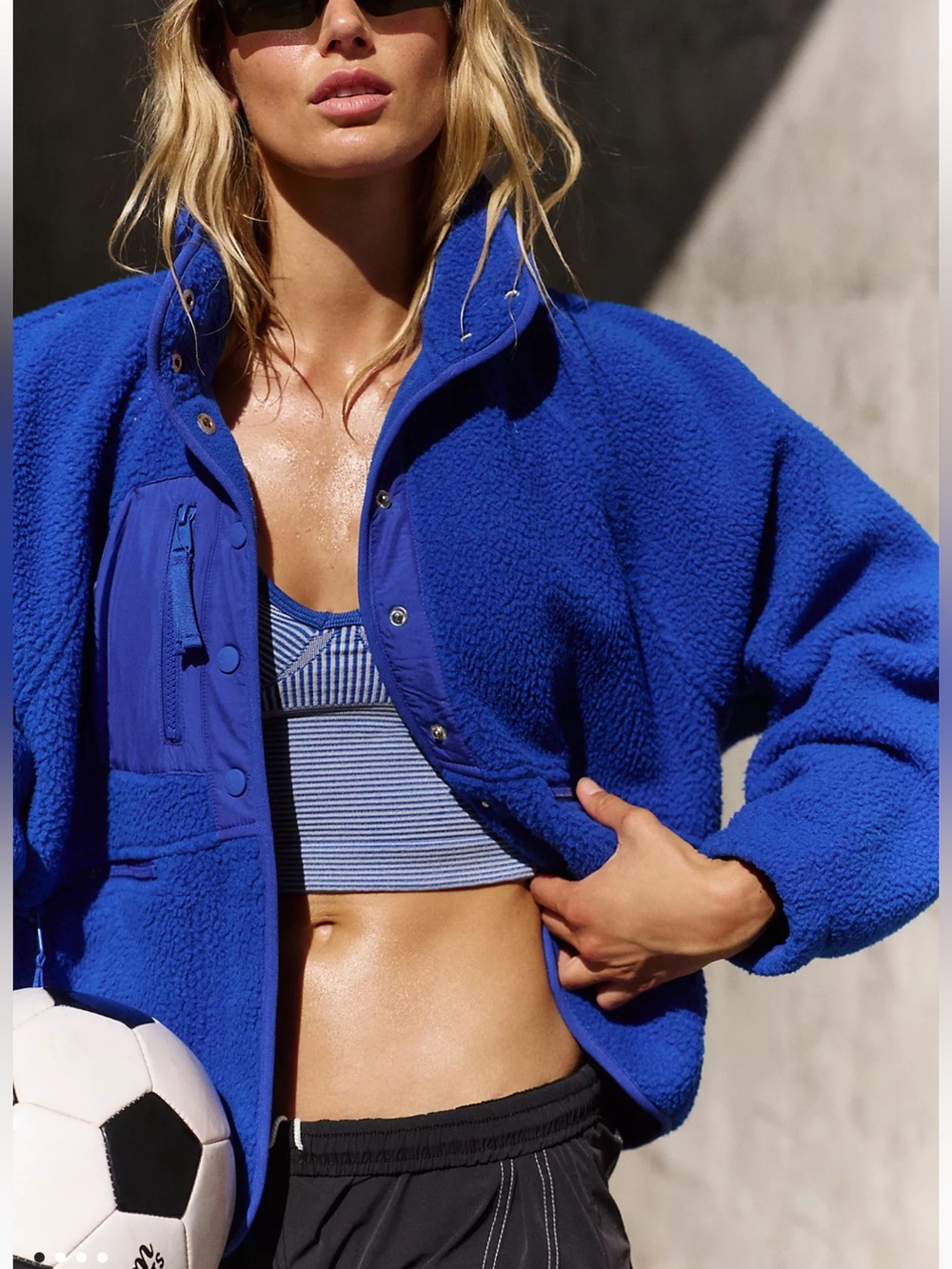 Free People Hit The Slopes Sapphire Blue Fleece Jacket - NWT Size: XS